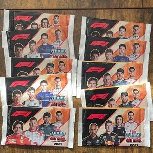 Topps Turbo Attax Formula 1 Cards - 10-5 card packs (50 cards total).